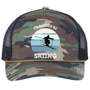 I'd Rather Be Skiing Downhill Skiing Family Winter Vacation Gift Retro Rope Trucker Hat Cap