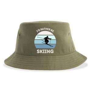 I'd Rather Be Skiing Downhill Skiing Family Winter Vacation Gift Sustainable Bucket Hat