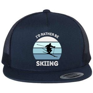 I'd Rather Be Skiing Downhill Skiing Family Winter Vacation Gift Flat Bill Trucker Hat