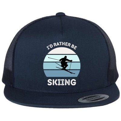 I'd Rather Be Skiing Downhill Skiing Family Winter Vacation Gift Flat Bill Trucker Hat