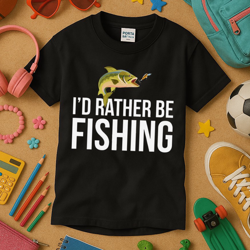 Id Rather Be Fishing Kids T-Shirt