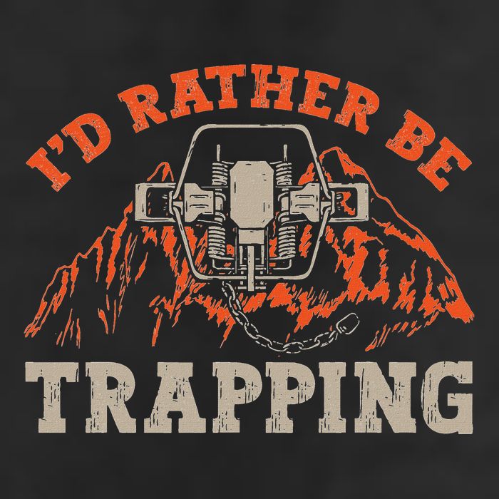 ID Rather Be Trapping Trap Hunting Trapper 7 Panel Mesh Trucker Snapback Hat