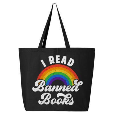 I Read Banned Books Retro Literature Rainbow Reading Vintage Gift 25L Jumbo Tote