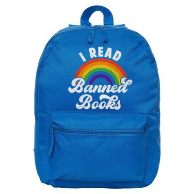 I Read Banned Books Retro Literature Rainbow Reading Vintage Gift 16 in Basic Backpack