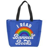 I Read Banned Books Retro Literature Rainbow Reading Vintage Gift Zip Tote Bag