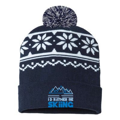 Id Rather Be Skiing USA-Made Snowflake Beanie