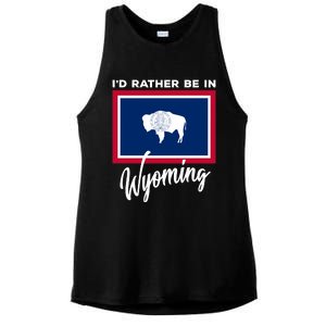 I'd Rather Be In Wyoming Ladies PosiCharge Tri-Blend Wicking Tank