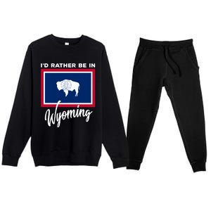 I'd Rather Be In Wyoming Premium Crewneck Sweatsuit Set