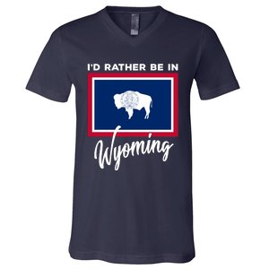 I'd Rather Be In Wyoming V-Neck T-Shirt