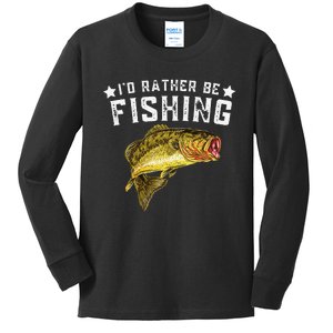 Id Rather Be Fishing Fishermen Loving Fish Lake River Mode Kids Long Sleeve Shirt