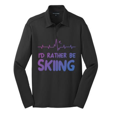 Id Rather Be Skiing Skier Gift Silk Touch Performance Long Sleeve Polo