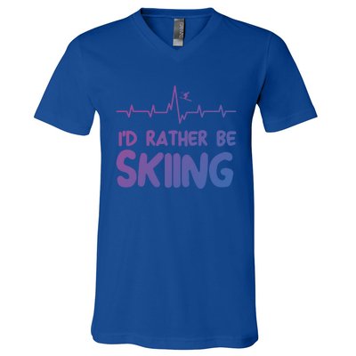 Id Rather Be Skiing Skier Gift V-Neck T-Shirt