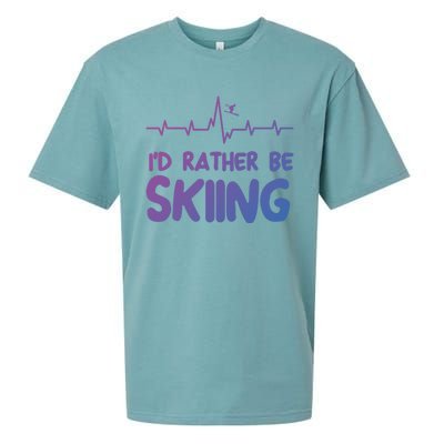 Id Rather Be Skiing Skier Gift Sueded Cloud Jersey T-Shirt