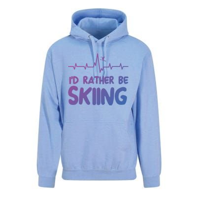 Id Rather Be Skiing Skier Gift Unisex Surf Hoodie