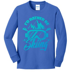 Id Rather Be Skiing Holiday Ski Winter Sport Gift Kids Long Sleeve Shirt