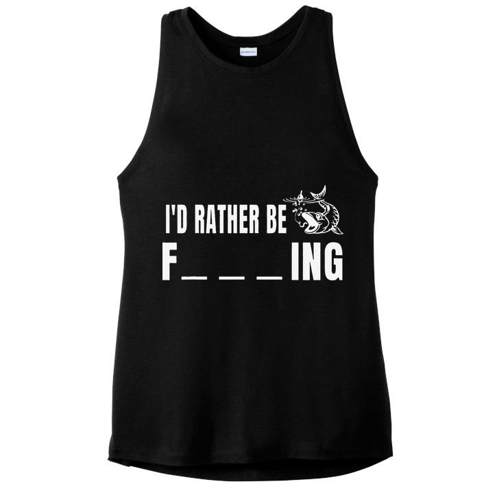 Id Rather Be Fishing Funny Fishing Ladies PosiCharge Tri-Blend Wicking Tank