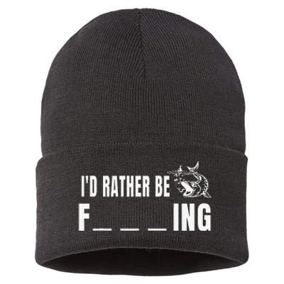 Id Rather Be Fishing Funny Fishing Sustainable Knit Beanie