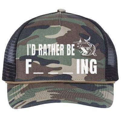 Id Rather Be Fishing Funny Fishing Retro Rope Trucker Hat Cap