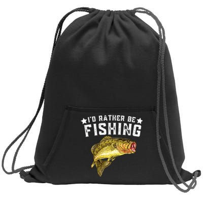 I'd Rather be Fishing Fisher Loving Fish Lake River Mode Sweatshirt Cinch Pack Bag