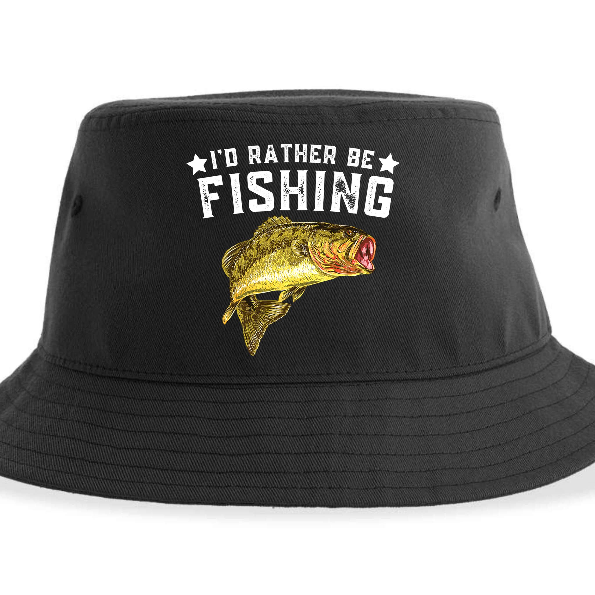 I'd Rather be Fishing Fisher Loving Fish Lake River Mode Sustainable Bucket Hat
