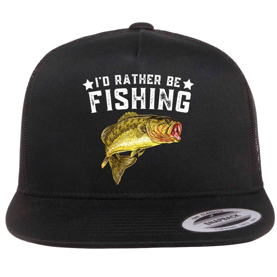 I'd Rather be Fishing Fisher Loving Fish Lake River Mode Flat Bill Trucker Hat