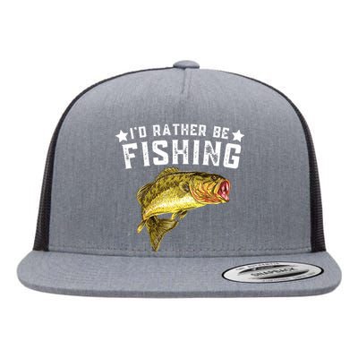 I'd Rather be Fishing Fisher Loving Fish Lake River Mode Flat Bill Trucker Hat