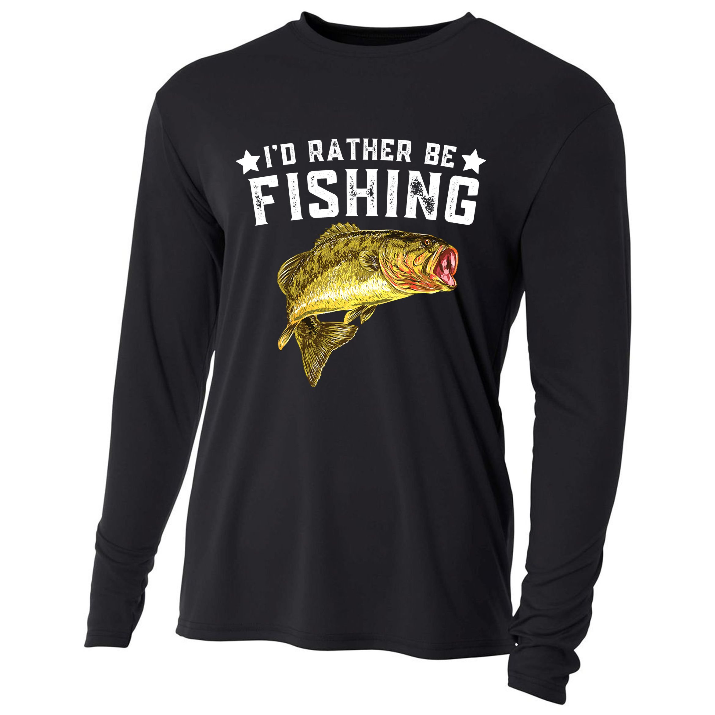 I'd Rather be Fishing Fisher Loving Fish Lake River Mode Cooling Performance Long Sleeve Crew