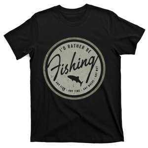 Id Rather Be Fishing Retro Distressed Olive T-Shirt