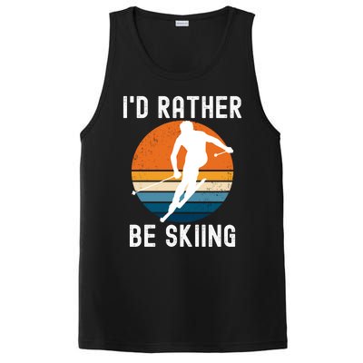 Id Rather Be Skiing Retro Sunset Skier Gift PosiCharge Competitor Tank