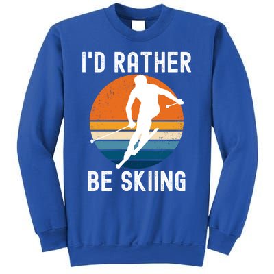 Id Rather Be Skiing Retro Sunset Skier Gift Sweatshirt