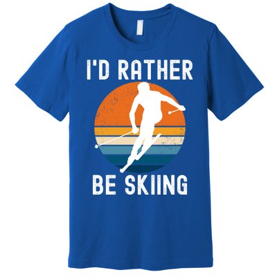 Id Rather Be Skiing Retro Sunset Skier Gift Premium T-Shirt