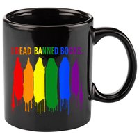 I Read Banned Books Week Rainbow LGBT Book Lover Teacher 11oz C Handle Ceramic Mug