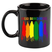I Read Banned Books Week Rainbow LGBT Book Lover Teacher 11oz C Handle Ceramic Mug
