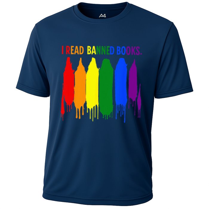 I Read Banned Books Week Rainbow LGBT Book Lover Teacher Cooling Performance Crew T-Shirt