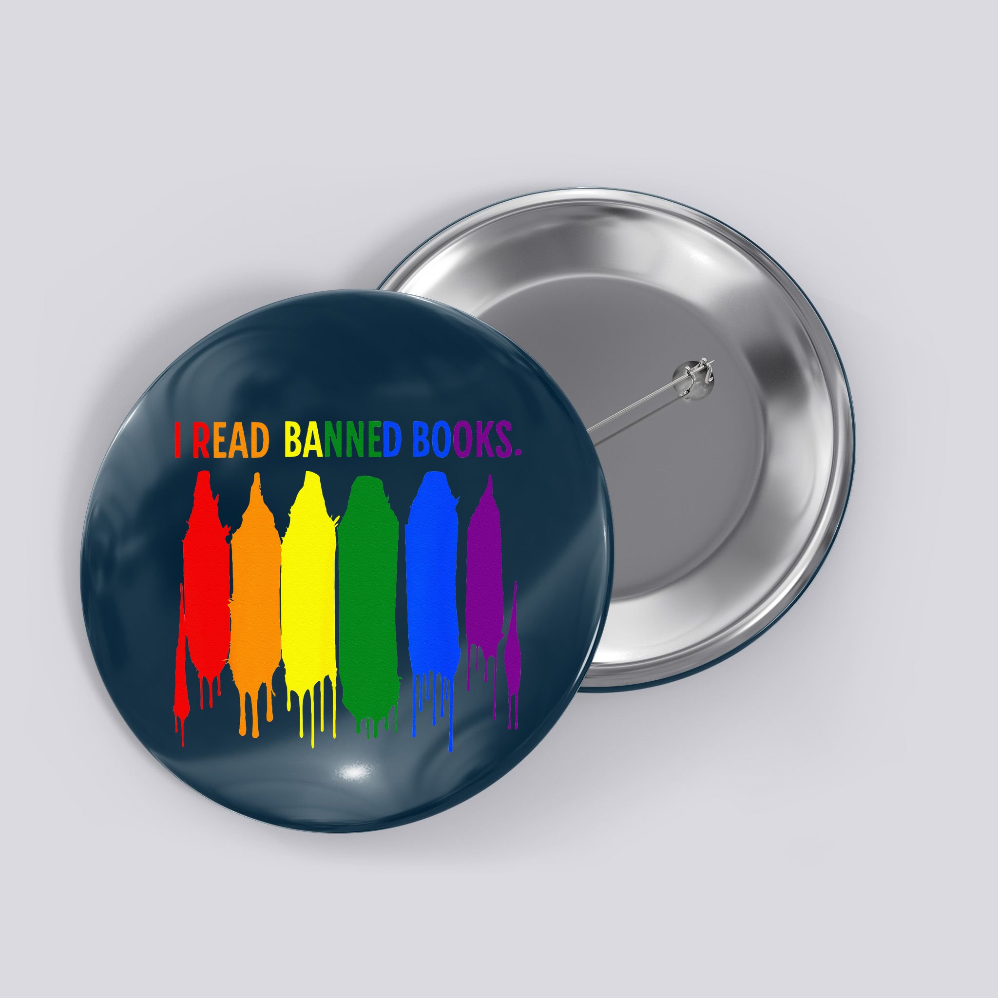 I Read Banned Books Week Rainbow LGBT Book Lover Teacher Button