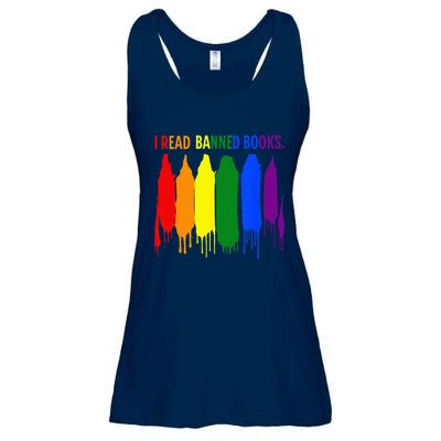 I Read Banned Books Week Rainbow LGBT Book Lover Teacher Ladies Essential Flowy Tank