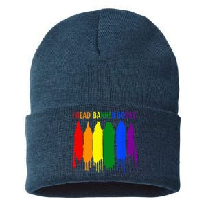 I Read Banned Books Week Rainbow LGBT Book Lover Teacher Sustainable Knit Beanie