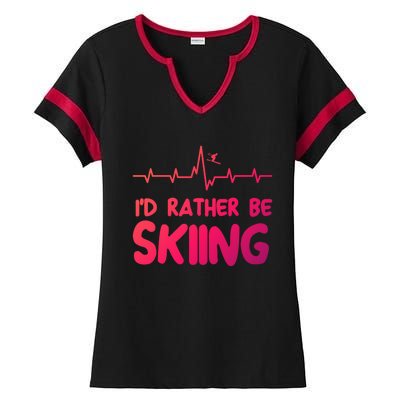 Id Rather Be Skiing Skier Gift Ladies Halftime Notch Neck Tee