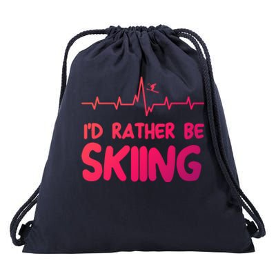 Id Rather Be Skiing Skier Gift Drawstring Bag