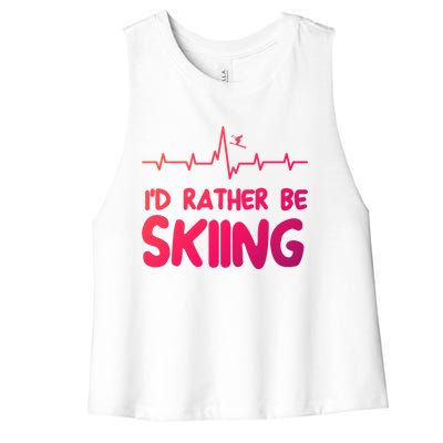 Id Rather Be Skiing Skier Gift Women's Racerback Cropped Tank