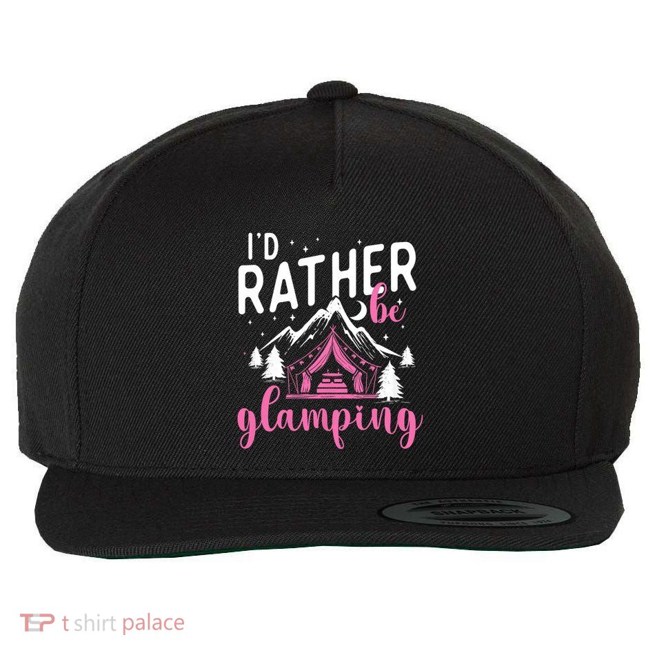 ID Rather Be Glamping Glamper Glamorous Camping Camper Wool Snapback Cap