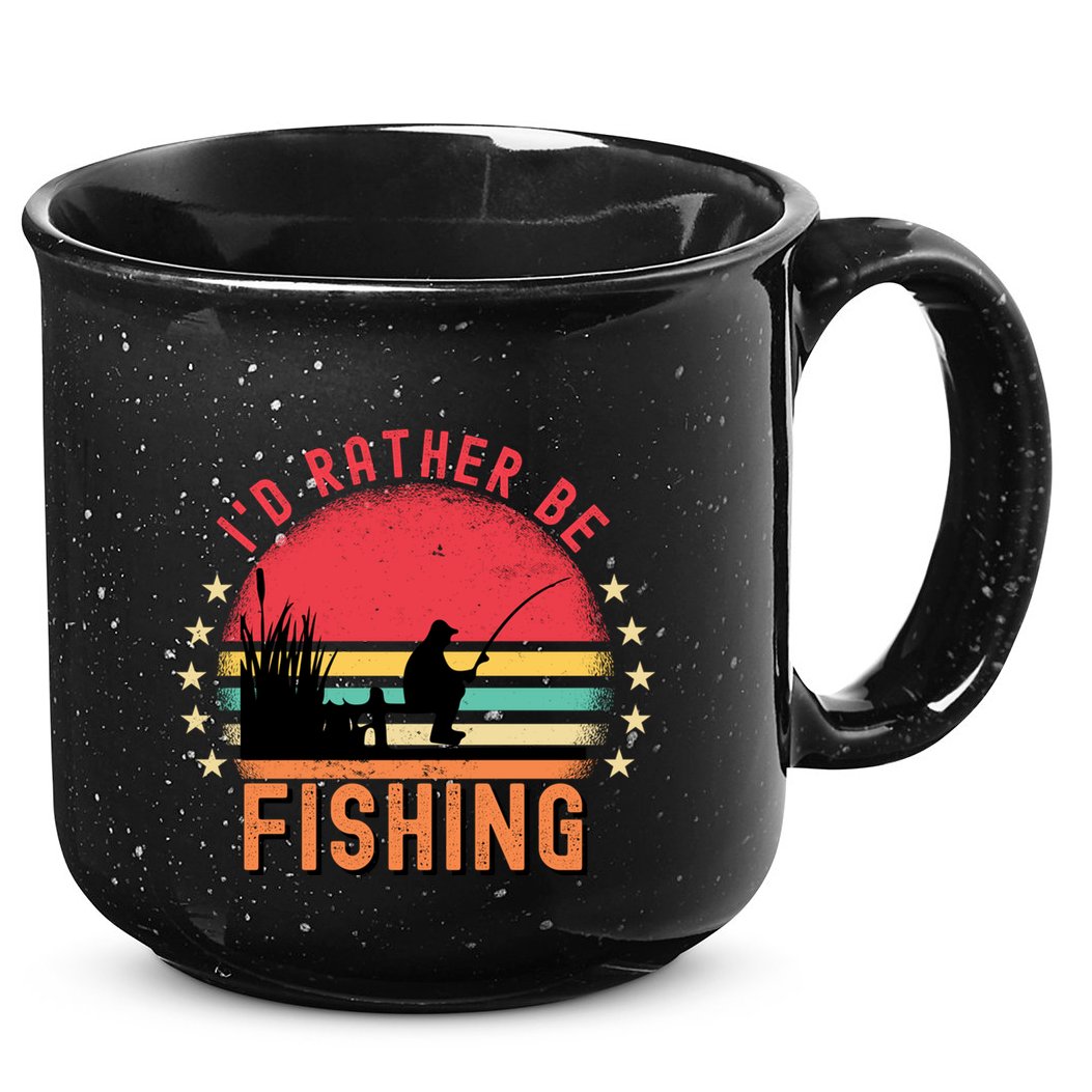 ID Rather Be Fishing Vintage Retro Fisher Fly Fishing Meaningful Gift 15oz Campfire Ceramic Mug