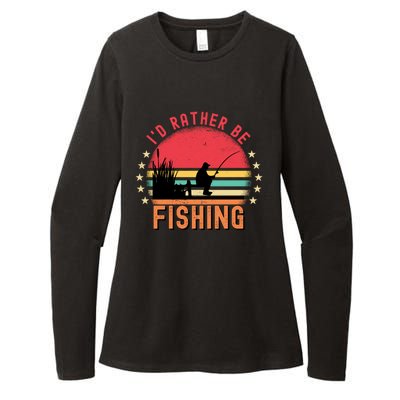 ID Rather Be Fishing Vintage Retro Fisher Fly Fishing Meaningful Gift Womens CVC Long Sleeve Shirt