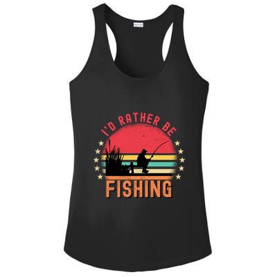 ID Rather Be Fishing Vintage Retro Fisher Fly Fishing Meaningful Gift Ladies PosiCharge Competitor Racerback Tank