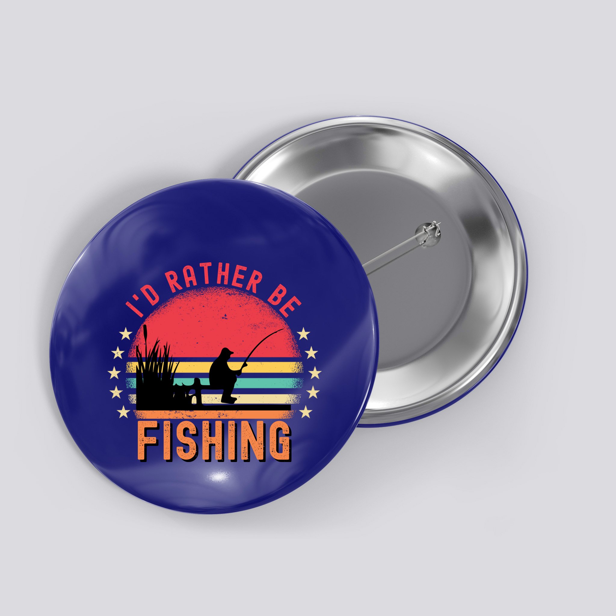 ID Rather Be Fishing Vintage Retro Fisher Fly Fishing Meaningful Gift Button