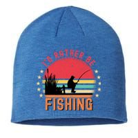 ID Rather Be Fishing Vintage Retro Fisher Fly Fishing Meaningful Gift Sustainable Beanie