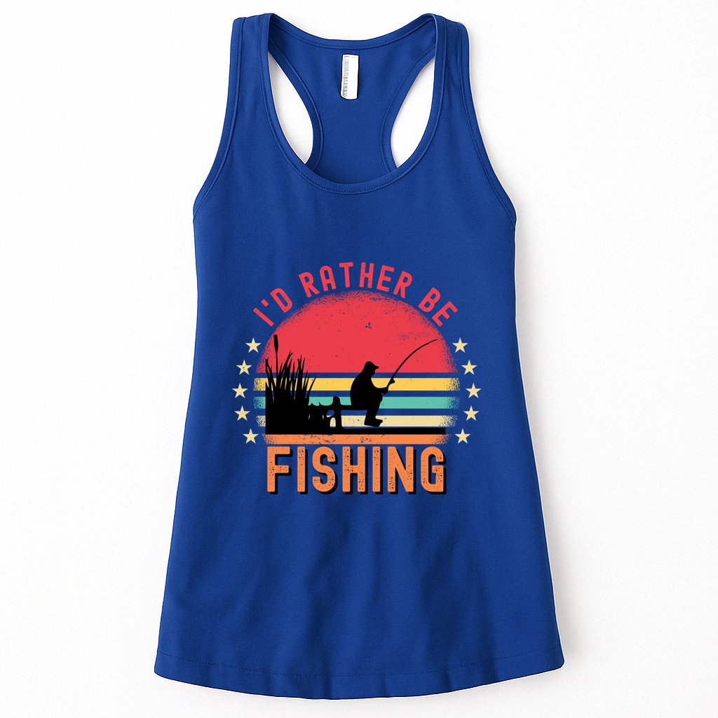 ID Rather Be Fishing Vintage Retro Fisher Fly Fishing Meaningful Gift Womens Tank Top