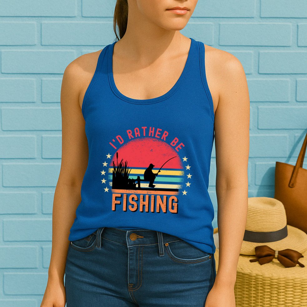 ID Rather Be Fishing Vintage Retro Fisher Fly Fishing Meaningful Gift Womens Tank Top