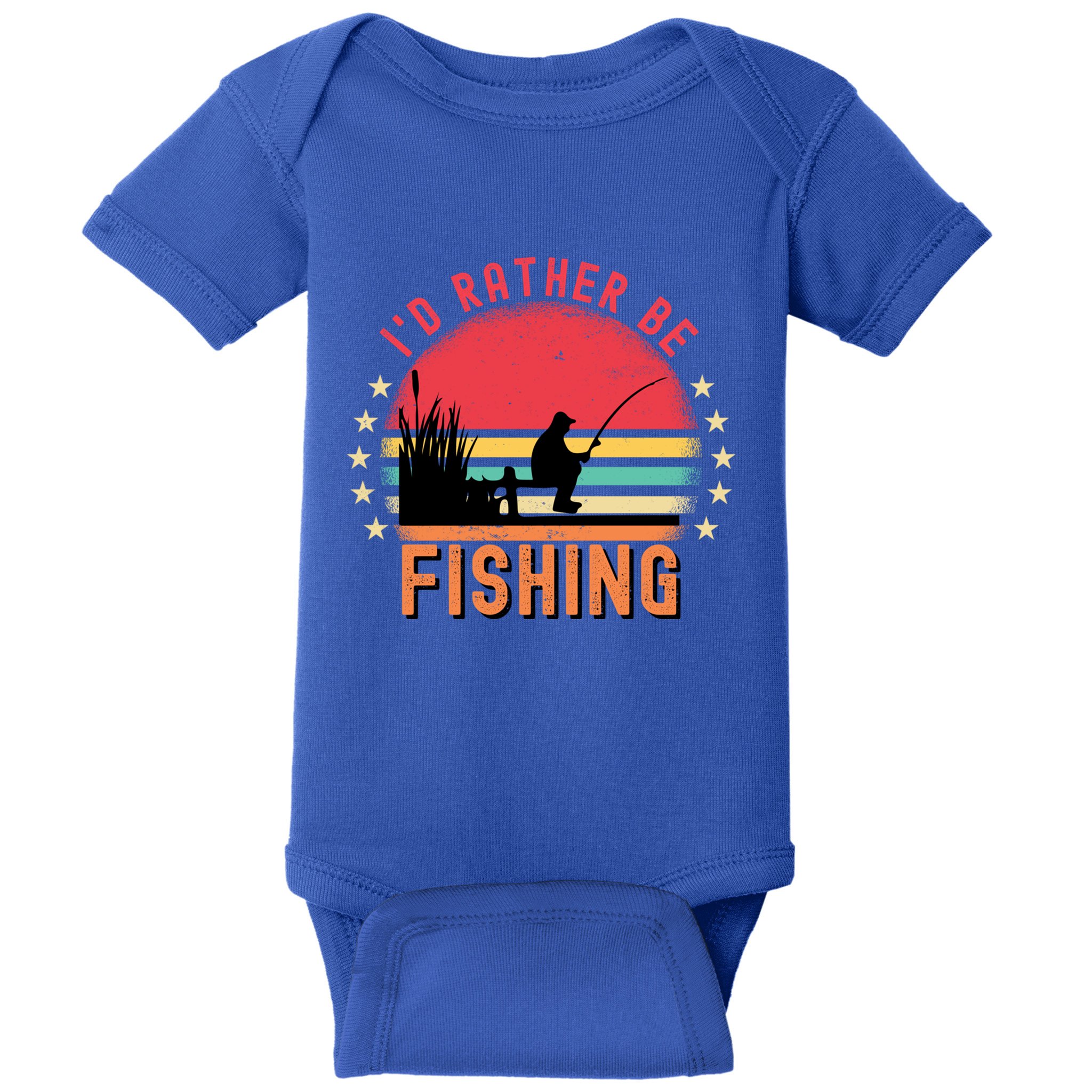 ID Rather Be Fishing Vintage Retro Fisher Fly Fishing Meaningful Gift Baby Bodysuit