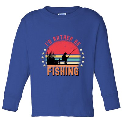 ID Rather Be Fishing Vintage Retro Fisher Fly Fishing Meaningful Gift Toddler Long Sleeve Shirt
